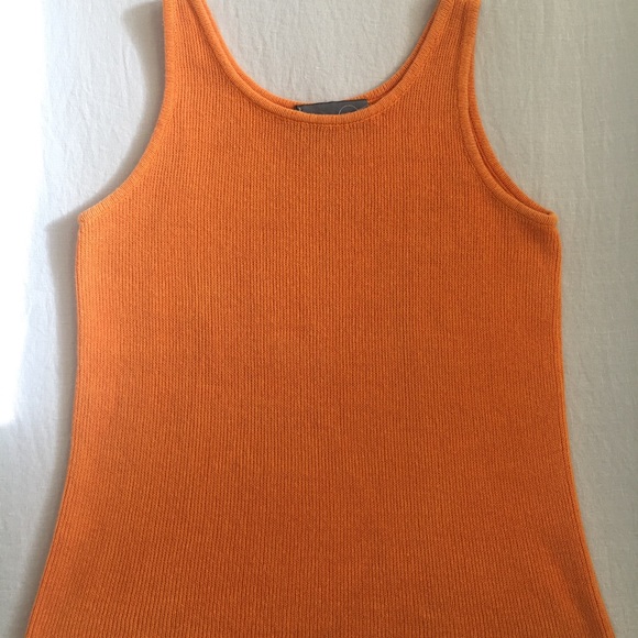 EUC Vintage 80’s Tangerine Orange Knit Designer Cropped Tank Top in Size Small - Picture 9 of 11